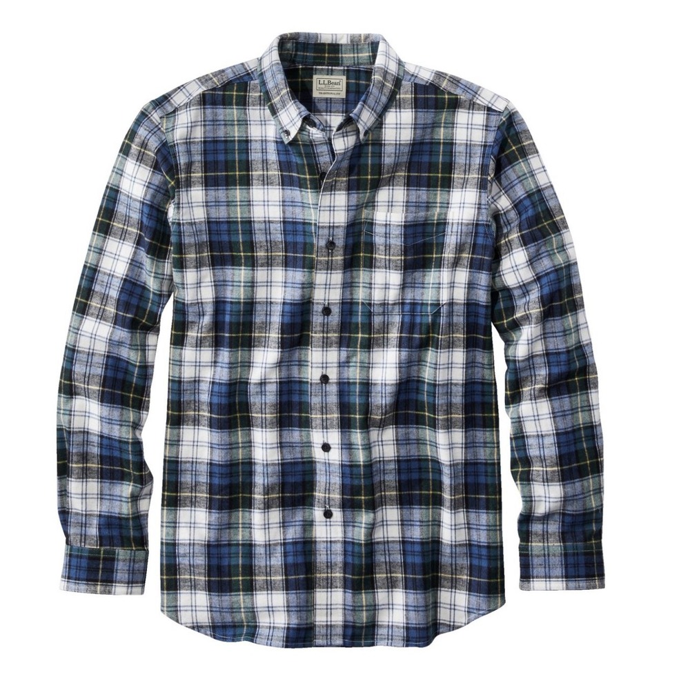 Men's L.L.Bean Scotch Plaid flannel button down shirt tartan‎ pattern XXL Tall